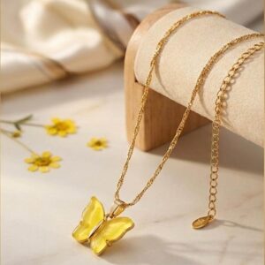 Jelly Yellow Butterfly Necklace
