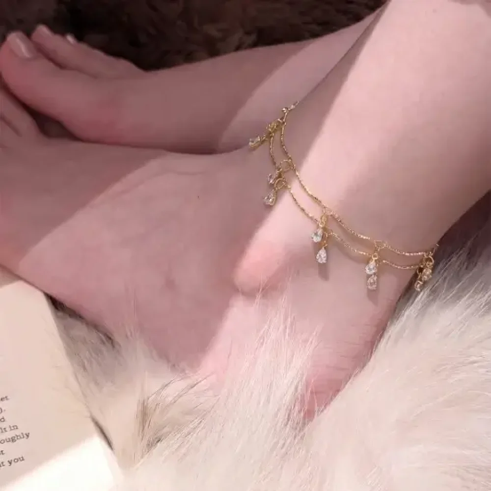 Golden Crystal Anklet